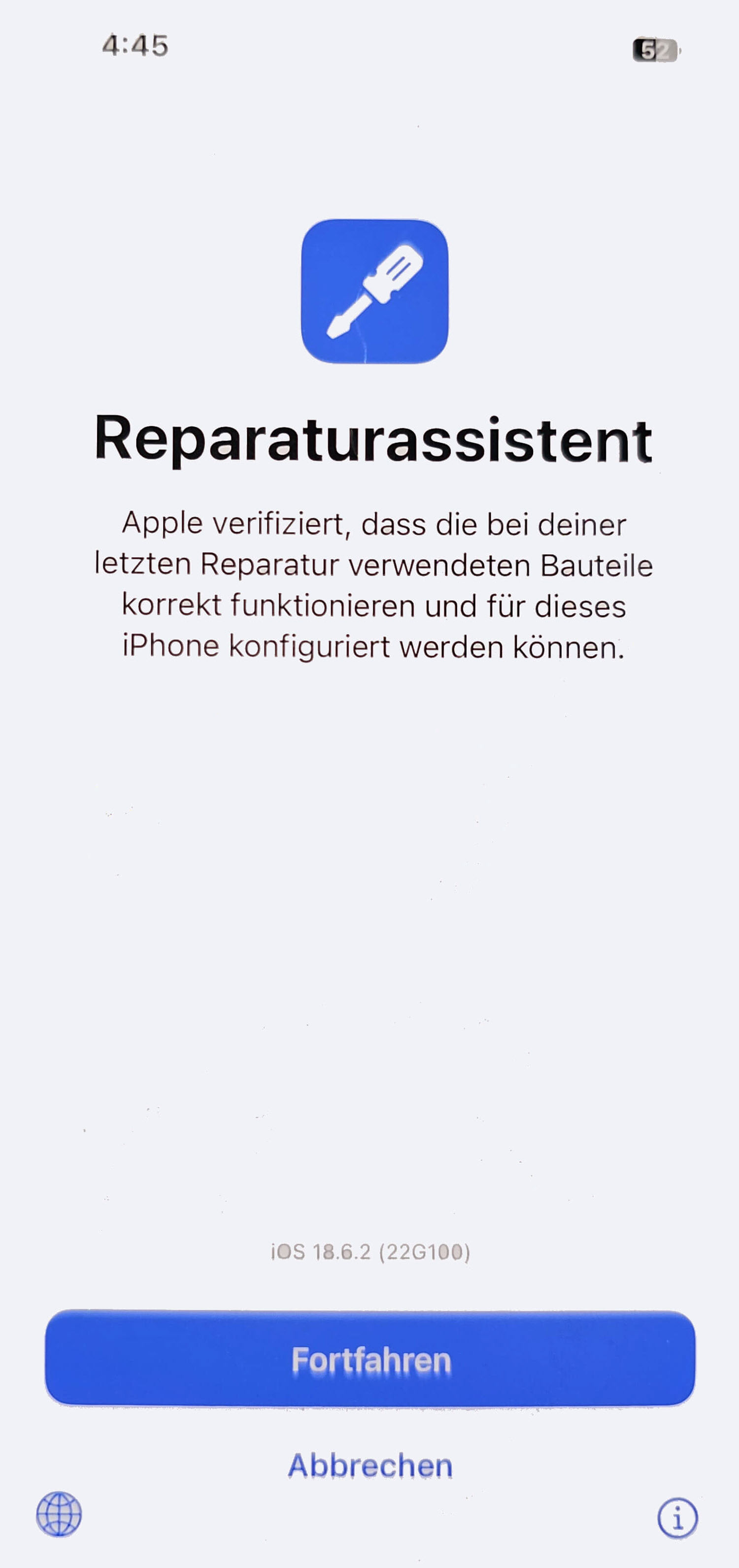 Apple iPhone Reparaturassistent starten