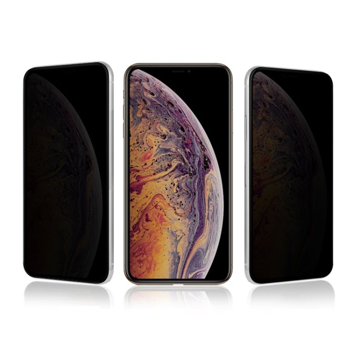 5D Panzerglasfolie PRIVACY auf iPhone mit 2 schrägen Beispielen ohne Durchsicht Anti-SPY
