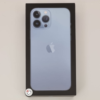 Preview: Apple iPhone 13 Pro Max 128 Gigabyte Sierra Blue blau Box vorne Handyshop Linz kaufen