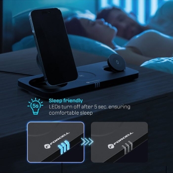 Apple Watch iPhone AirPods 3fach Ladestation für MagSafe Qi2 kabellos wireless in der Nacht beim Bett Zubehör online kaufen