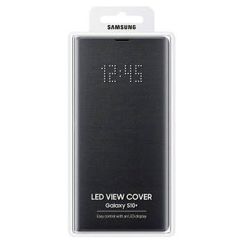 LED View Cover für Samsung Galaxy S10 Plus in schwarz EF-NG975 aufgeklappt Handyzubehör online bestellen