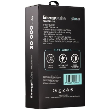 Schnelllade Powerbank OBAL:ME EnergyPulse QC PD Power Delivery 30000 mAh Verpackung hinten Online-Handyshop kaufen