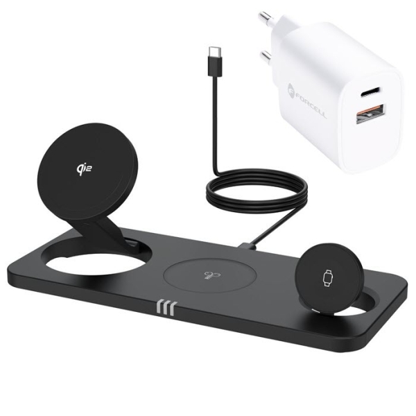 3fach Ladestation für Apple Watch iPhone AirPods Forcell F-Energy MagNetix mit 35W Ladegerät
