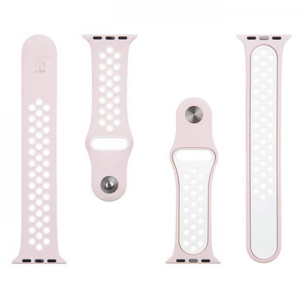 Apple Watch Sportarmband Double Silicone pink-weiß TACTICAL Handyzubehör online bestellen