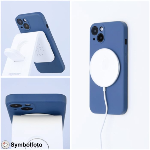 iPhone Silicone Mag Cover mit MagSafe Lader blau Handyshop Linz kaufen bestellen