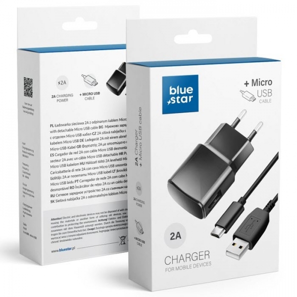 Ladegerät 2A mit Micro-USB Kabel Blue Star Universal Box Handyshop Linz kaufen online bestellen