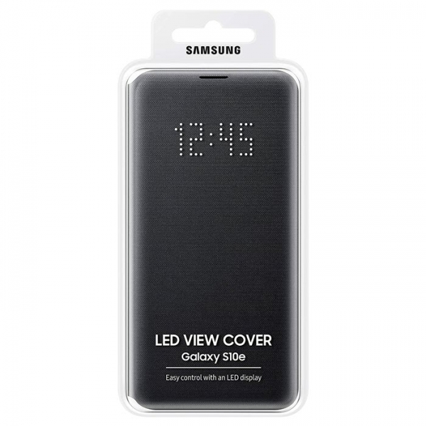 LED View Cover für Samsung Galaxy S10 in schwarz EF-NG973 aufgeklappt Handyzubehör online bestellen