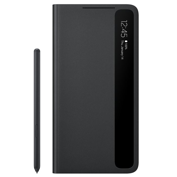 Smart Clear View Cover mit S-PEN für Samsung Galaxy S21 Ultra in EF-ZG99P schwarz vorne Handyshop Linz kaufen