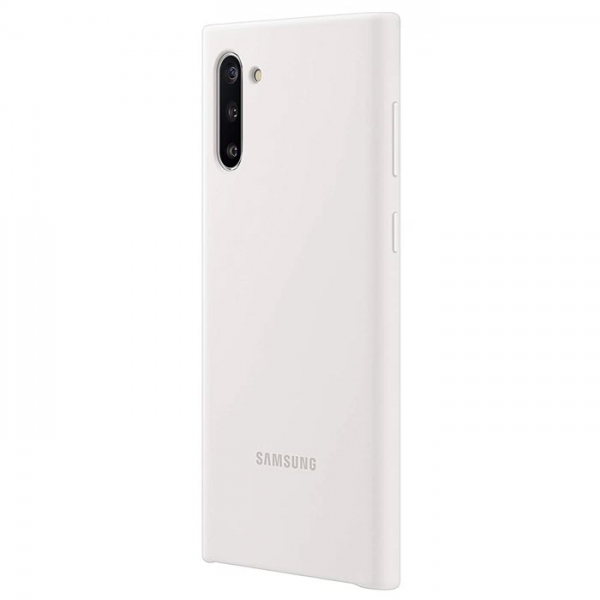 Silicone Cover für Samsung Galaxy Note 10 in weiß EF-PN970 schräg Handyzubehör Linz kaufen